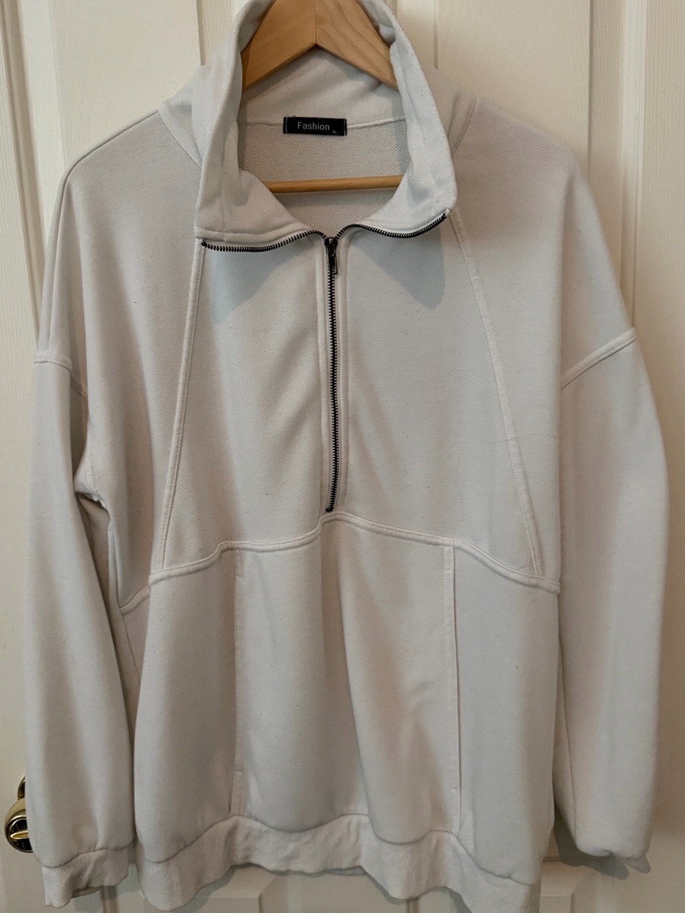 Cream Quarter-Zip Sweatshirt